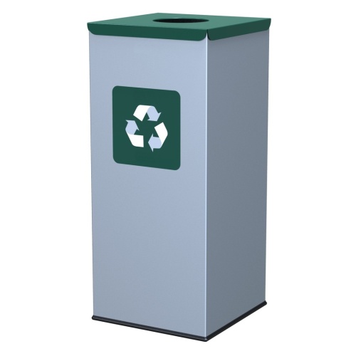 Hranatý odpadkový kôš - zelené veko